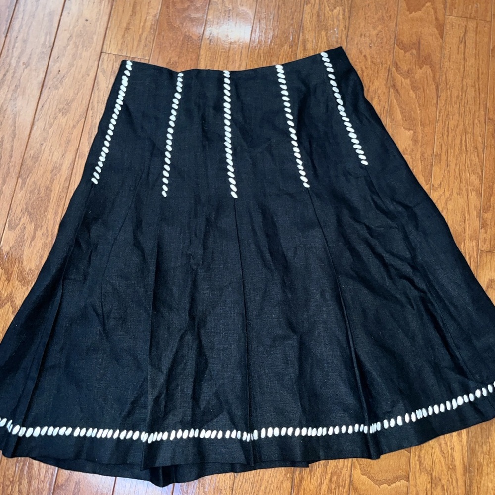 White & Warren Black & White Linen skirt - Picture 2 of 4